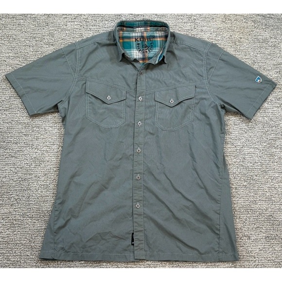 Kuhl Other - Kuhl Button Up Shirt Mens Small Greeb Plaid Short Sleeve Hiking Outdoors
